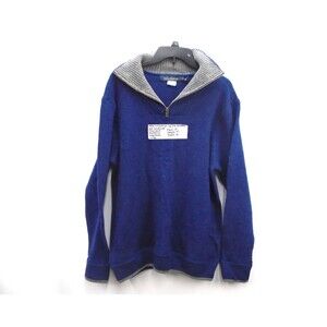 Irelands Eye Sweater Men Size L 100% Wool Blue 1/4 Zip Pullover Made in Ireland